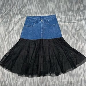 Tunique NWOT! Denim Black Mesh Maxi Skirt Size S